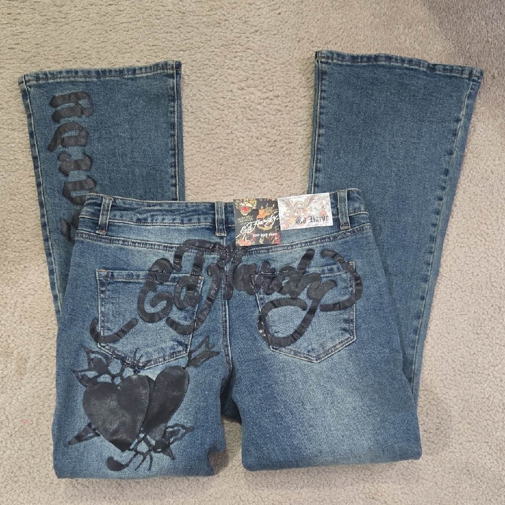 Ed Hardy Flare Jeans with Black Graphics